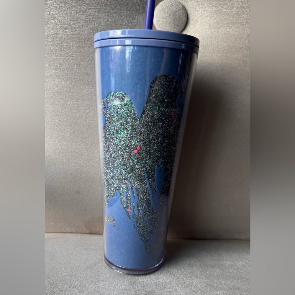 STARBUCKS Periwinkle Glow-In-the-Dark Raven Tumbler.        Venti 24oz